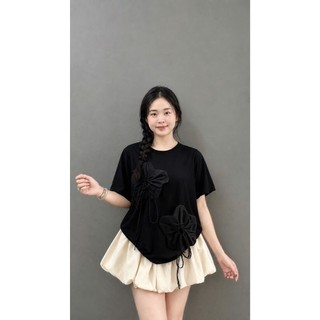 Áo thun bigsize nữ phối hoa 3D dây rủ đẹp, form rộng che khuyết điểm, dễ thương  năng động 50-92kg A292