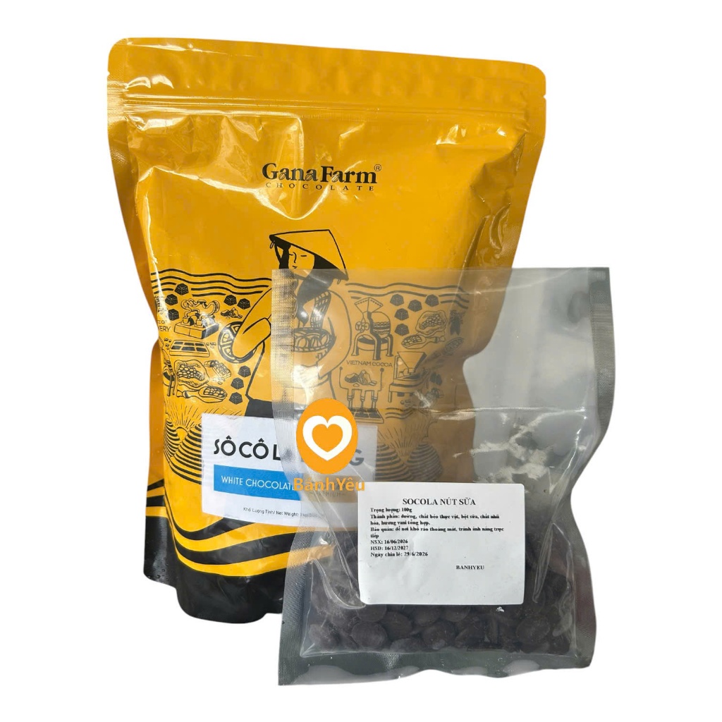 Socola Chip/ Nút đen, trắng, 2 màu trang trí bánh (chính hãng Puratos/VAN HOUTEN/Ganafarm) CHIA lẻ 100g