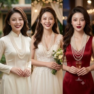 [ DAISYN ] N433 dây chuyền mang áo dài vòng cổ hạt Ngọc hạt trai 5 sợi Phụ kiện trang sức ngọc nhân tạo đá