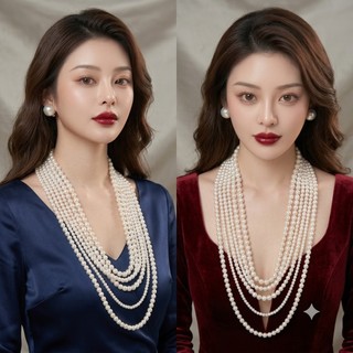 [ DAISYN ] N433 dây chuyền mang áo dài vòng cổ hạt Ngọc hạt trai 5 sợi Phụ kiện trang sức ngọc nhân tạo đá