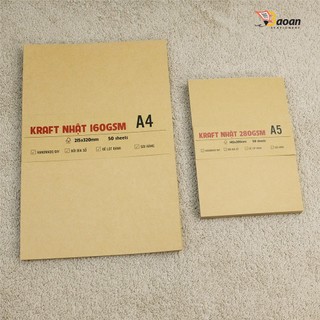 Giấy Kraft Nhật 160gsm & 280gsm - Xấp 50 Tờ - Làm Bìa Sổ, Thiệp Handmade, Gói Hàng, Thủ Công