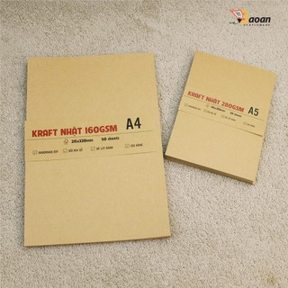 Giấy Kraft Nhật 160gsm & 280gsm - Xấp 50 Tờ - Làm Bìa Sổ, Thiệp Handmade, Gói Hàng, Thủ Công
