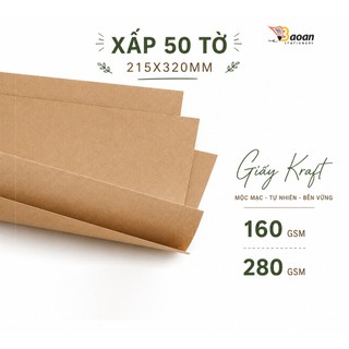 Giấy Kraft Nhật 160gsm & 280gsm - Xấp 50 Tờ - Làm Bìa Sổ, Thiệp Handmade, Gói Hàng, Thủ Công