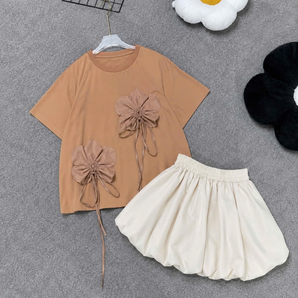 Set áo thun from rộng kết hơp chân váy Bigsize nữ, phong cách nữ tính, thanh lịch, phù hợp mặc đi chơi-A292+CV413