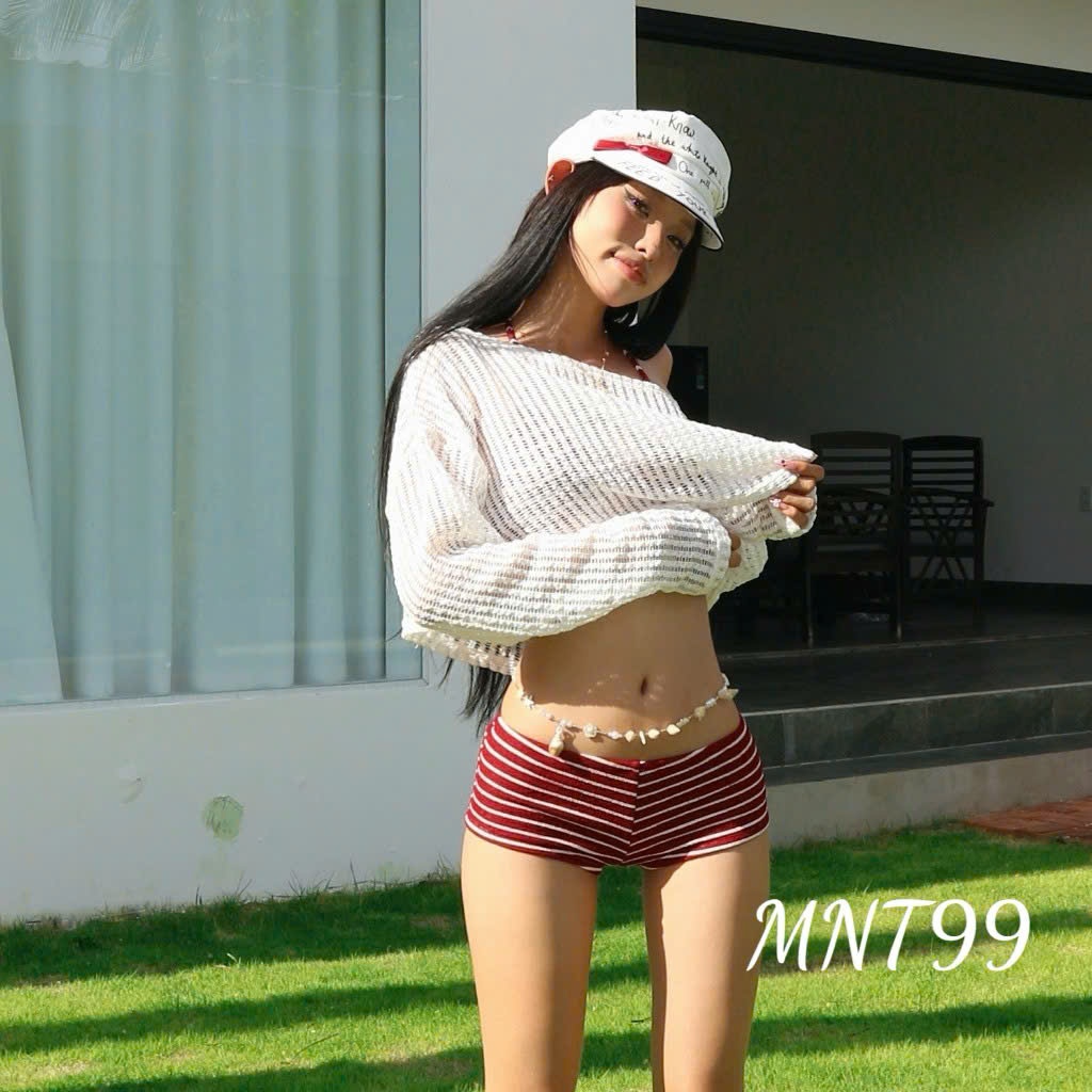 SẴN HCM Set Bikini 2 MẢNH SỌC QUẦN MINI, Áo Tam Giác Có Giãn 4 Chiều,ôm body khoe dáng mùa hè, HAN.T SHOP