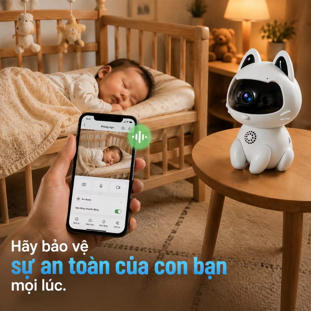 Camera Giám Sát WiFi Mini Hình Mèo Cho Gia Đình Camera Trong Nhà Kết Nối Điện Thoại Đàm Thoại