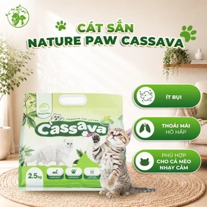 Cát Mèo Nature Paw Cassava 2.5KG - Cát Sắn Thực Vật Khử Mùi Enzym, Siêu Mềm, Ít Bụi, Vón Cục Nhanh