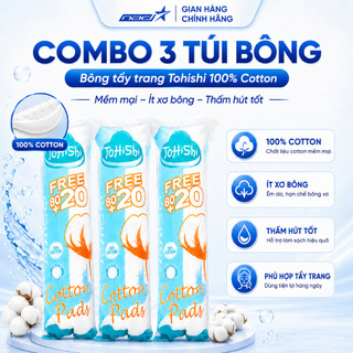 Combo 3 Túi Bông Tẩy Trang Tohishi Cotton Pads Mềm Mịn Dùng Cho Makeup & Skincare