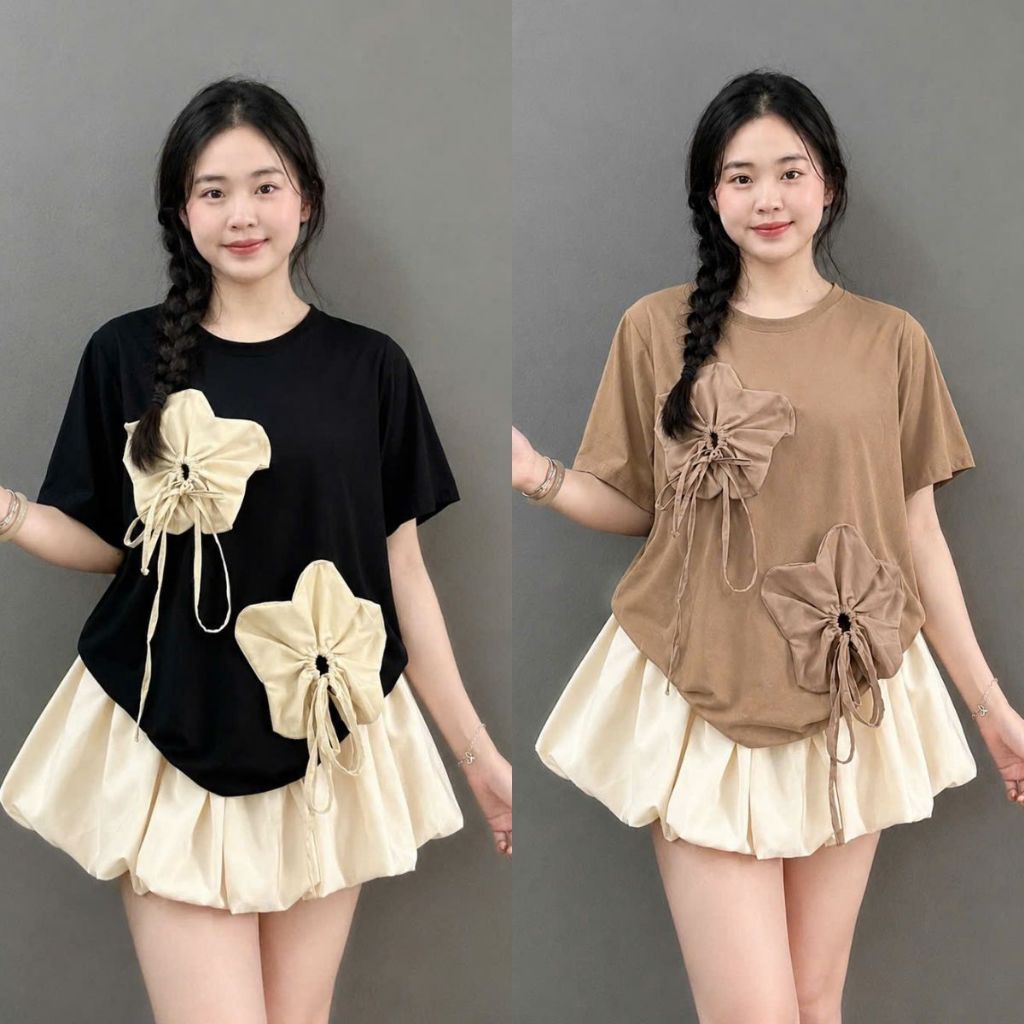 Set áo thun from rộng kết hơp chân váy Bigsize nữ, phong cách nữ tính, thanh lịch, phù hợp mặc đi chơi-A292+CV413