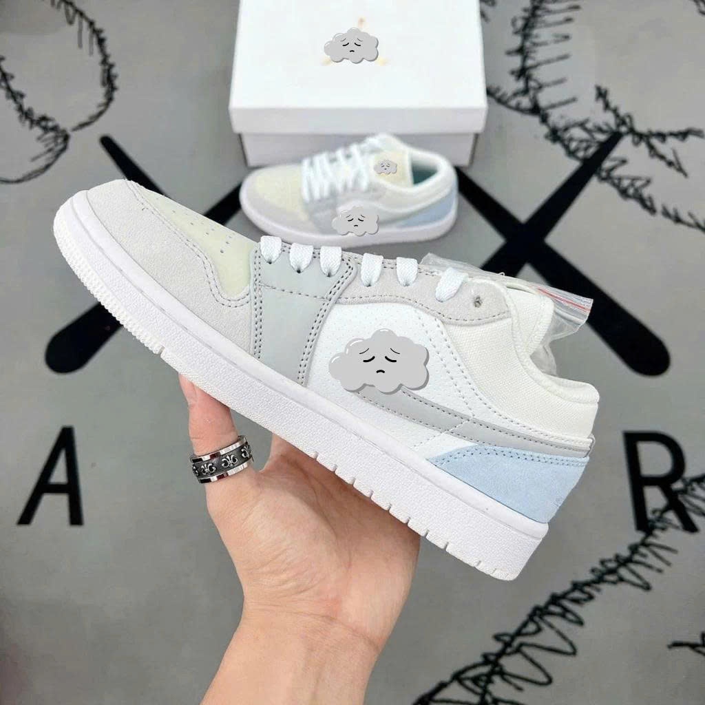 Giày Sneaker Trắng Xám Nam Nữ, Giày Thể Thao Cổ Thấp Thời Trang Full Box Bill