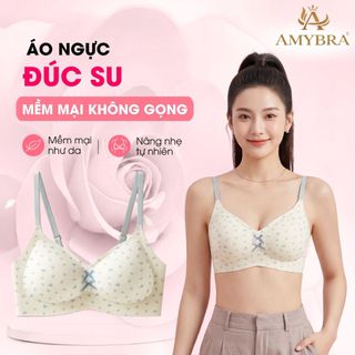 [ AMYBRA BST HÈ ] Áo Ngực Nữ Đúc Su Họa Tiết Chấm Bi Đính Nơ – Áo Lót Nữ Không Gọng Mút 1Cm Nâng Đỡ V1 AMYBRA A967