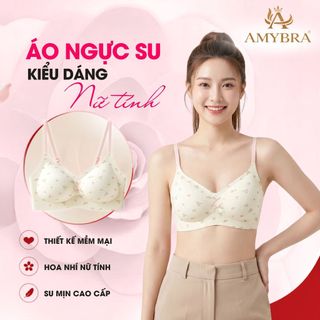 [ AMYBRA BST HÈ ] Áo Ngực Nữ Đúc Su Họa Tiết Chấm Bi Đính Nơ – Áo Lót Nữ Không Gọng Mút 1Cm Nâng Đỡ V1 AMYBRA A967
