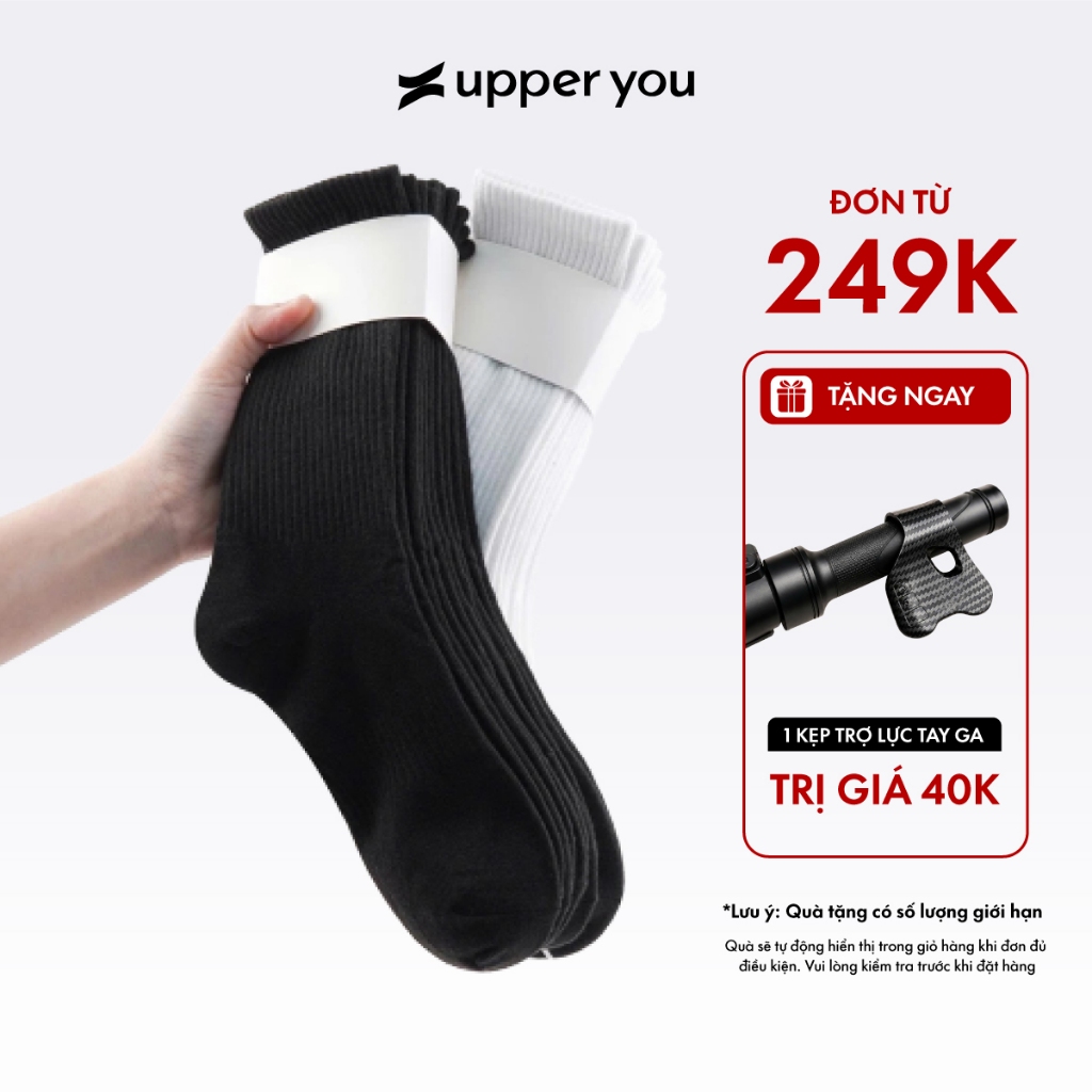 [Combo 10] Tất Vớ Nam Nữ Cổ Cao Trơn UPPERYOU Êm Ái Dày Dặn Thoáng Khí - VSF4001/VSF3001