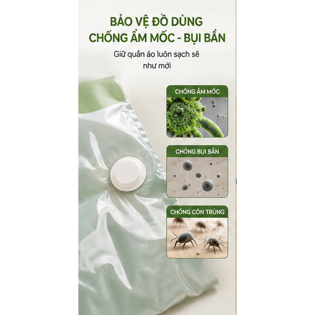 ✨Túi hút chân không Dreamer Green kèm máy bơm điện mini tiết kiệm 80% không gian chống ẩm đựng chăn ga quần áo mùa