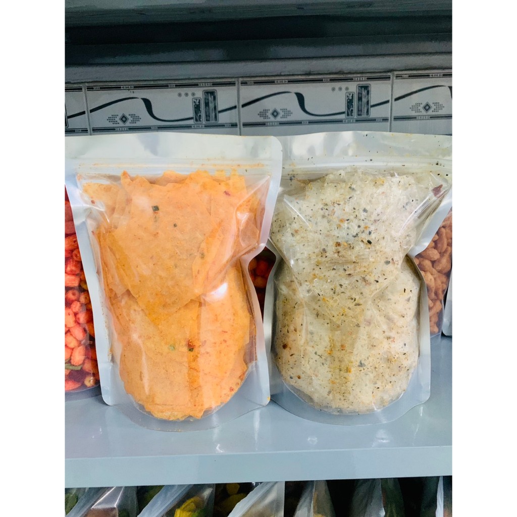 Bánh tráng xì ke muối tỏi siêu cay, Bánh tráng tỏi rong biển, bánh tráng phô mai tôm hành  - 300g