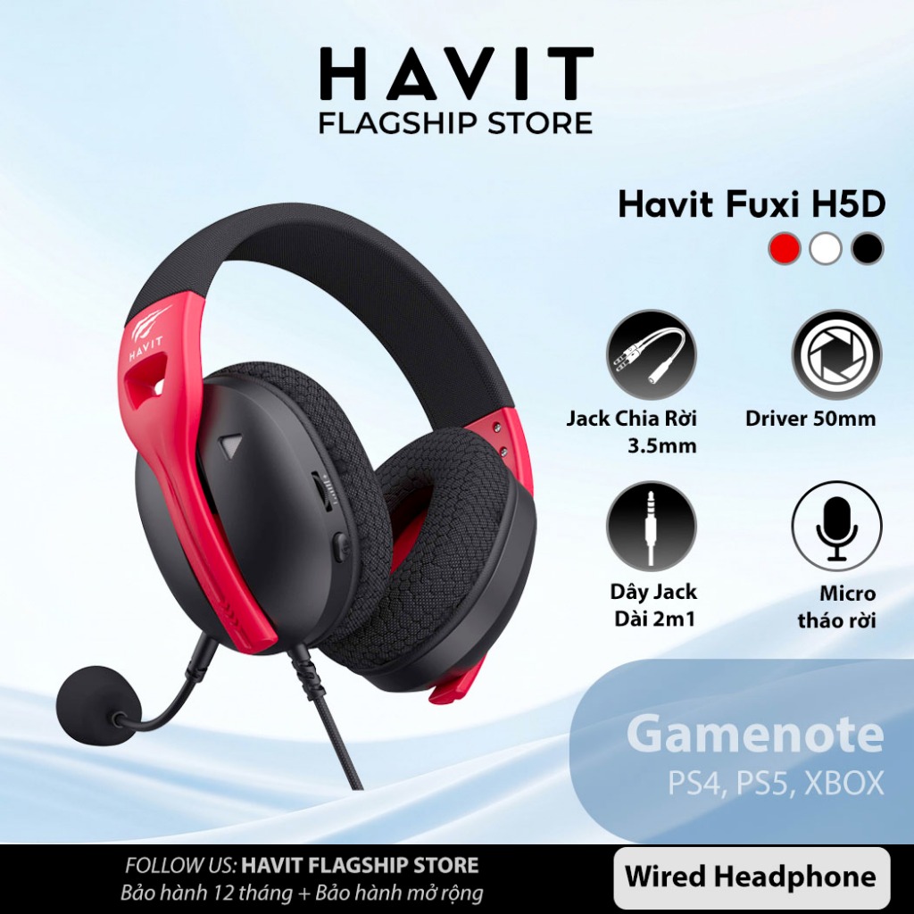 Tai Nghe Chụp Tai Có Dây Havit Fuxi H5D | Driver Lớn | Đệm Bọt Hoạt ...