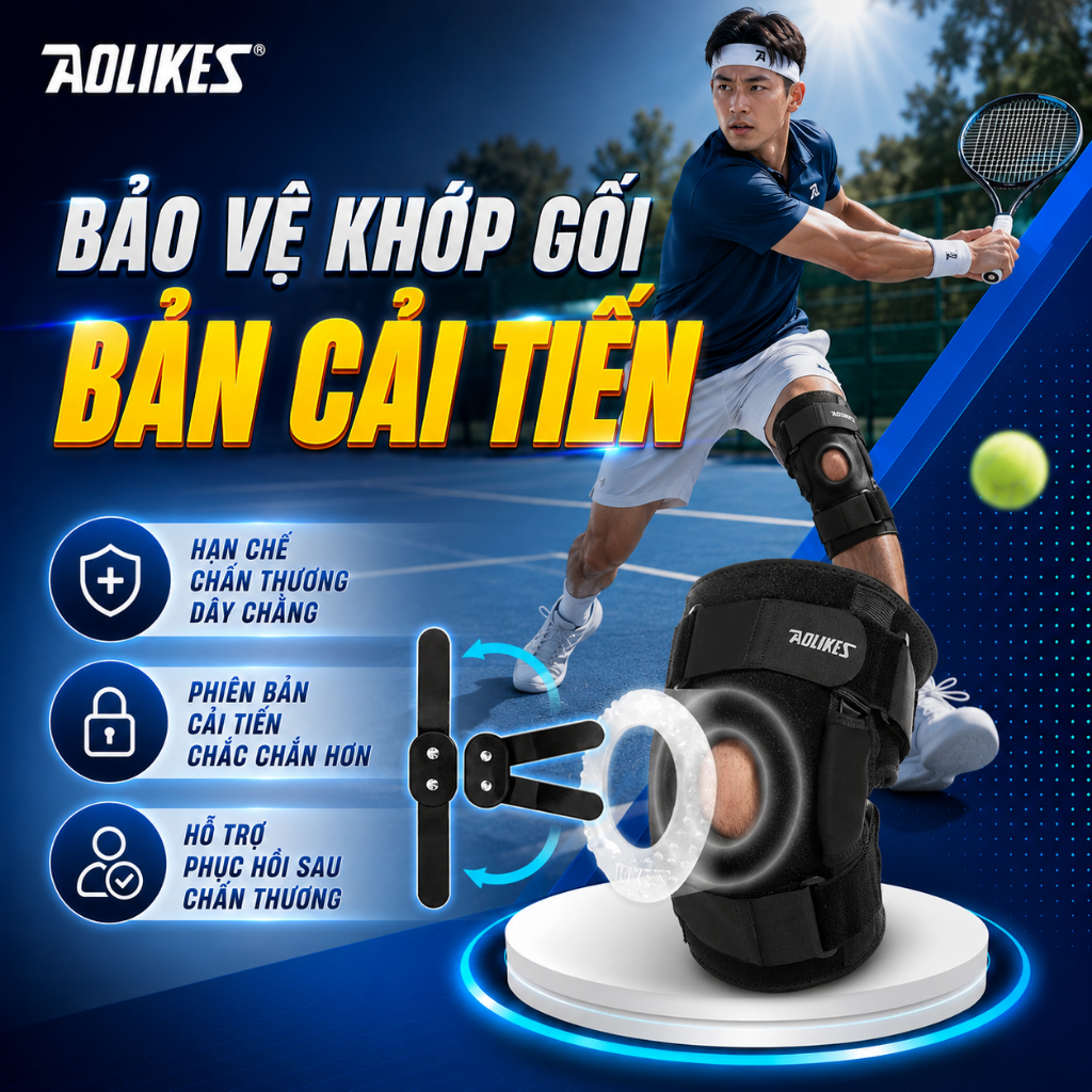 Bó Gối Thể Thao AOLIKES Cải Tiến,Bó Gối Bảo Vệ Khớp Gối Đứt Dây Chằng Chéo Chính Hãng Aolikes 7907