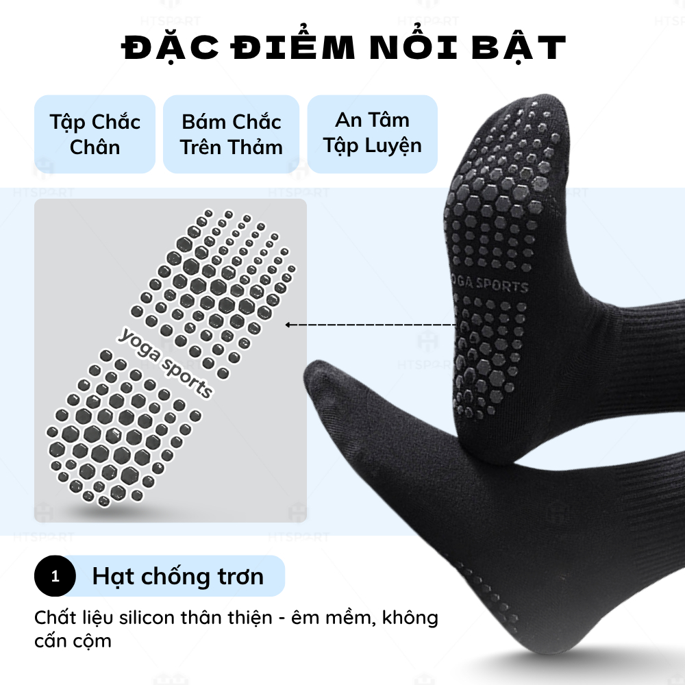 Tất Vớ Chống Trượt Cổ Cao Tập Yoga Pilates - Tất Thể Thao Đế Cao Su Chống Trơn Nhiều Màu Thoáng Khí