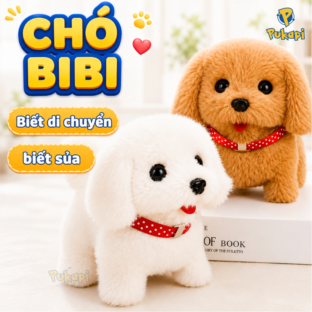 Đồ Chơi Chó Bông Chó Nhồi Bông Bibi Biết Đi Biết Kêu Biết Vẫy Đuôi Đáng Yêu Cho Bé - Đồ Chơi Cho Bé PUKAPI