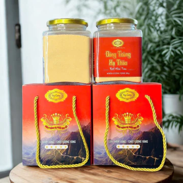 Bột nấm đông trùng hạ thảo hòa tan (50g) từ đông trùng hạ thảo sấy khô thăng hoa Huy Cương ngâm mật ong, pha trà