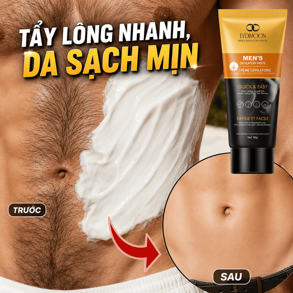 Kem Tẩy Lông Nam Toàn Thân, Nách Tay Chân Ngực, Dịu Nhẹ, Da Mịn Màng, LYDIMOON 60g