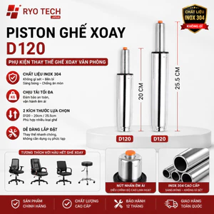 ben hơi ghế xoay thay thế loại D120 loại dài cao cấp inox