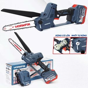 Máy Cưa Xích Pin 8inch Workfix WF-CS0802PRO Update Tăng Xích, Tra Nhớt Tự Động, Pin 15Cell TẶNG THƯỚC DÂY
