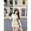 SET ÁO HAI DÂY PHỐI ÁO REN HOA NƠ VÀ CHÂN VÁY, SET ĐỒ NỮ TIỂU THƯ TÔN DÁNG | MEOINDAHOUSE