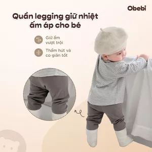 Quần Legging Trẻ Em Thu Đông Giữ Nhiệt Co Giãn Mềm Mại Cho Bé Trai Bé Gái Obebi Q260