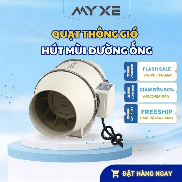 Quạt Thông Gió MYXE Quạt Hút Mùi Phi 100-250mm 💎Dây Đồng💎Quạt Hút Mùi Đường Ống Đa Năng