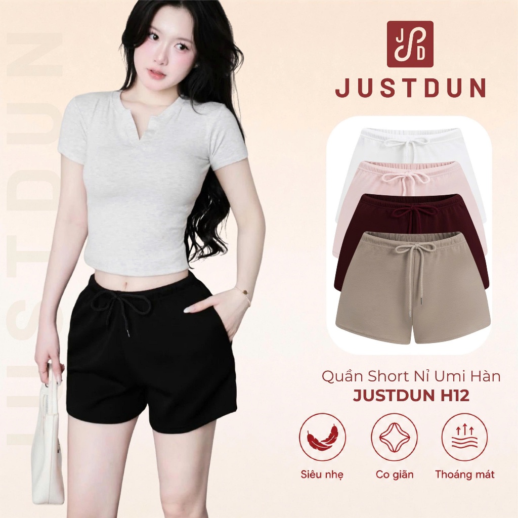Quần Short Nỉ Umi Hàn Mịn Mát Mùa Hè Basic Nhiều Màu JUSTDUN - H12