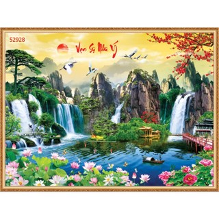 Tranh SƠN THUỶ 3D phong cảnh thác nước chảy, sông suối nên thơ