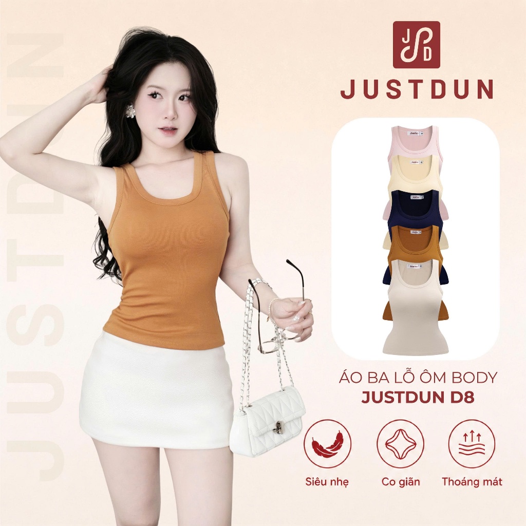 [KÈM MÚT] Áo Ba Lỗ Ôm Body Basic Cotton Mịn Tôn Dáng JUSTDUN D8