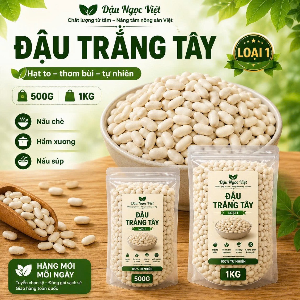 Đậu Trắng Tây Loại 1 Hạt To Đều Thơm Bùi Nấu Chè Hầm Xương Nấu Súp Làm Bánh Đậu Ngọc Việt