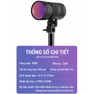 Đèn LED Tạo Nắng Studio Ánh Sáng Màu Tự Nhiên, Kèm Điều Khiển Từ Xa, Dùng Cho Livestream,Quay Video, Chụp Ảnh Studio