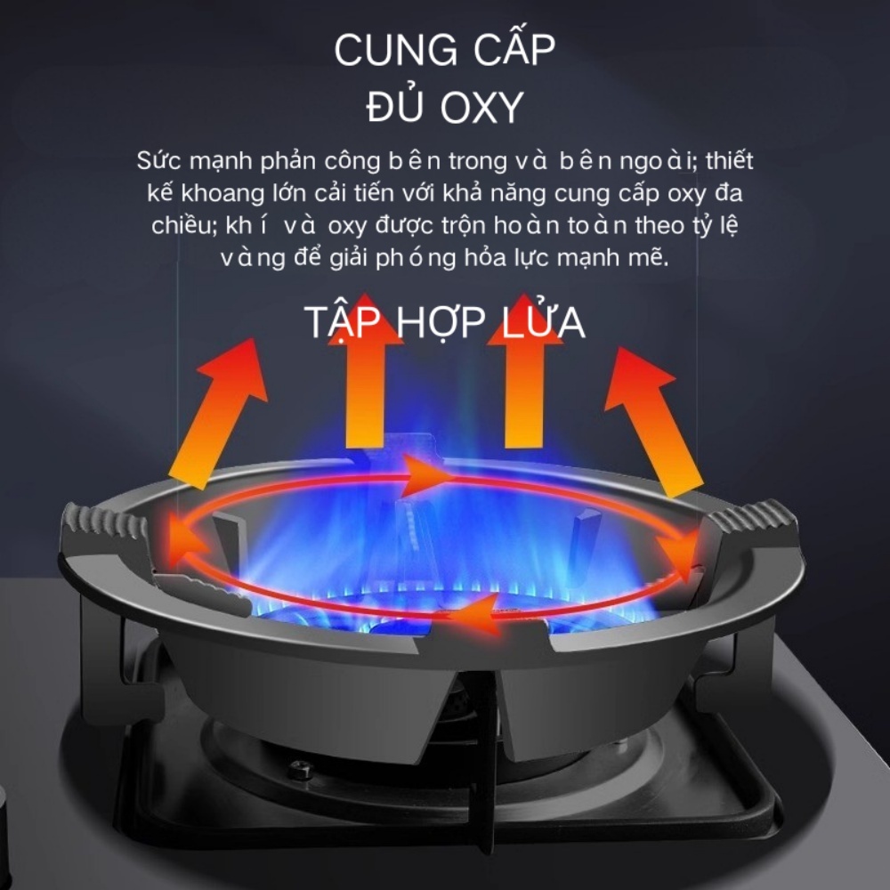 Kiềng gang cao cấp chắn gió tụ lửa, tiết kiệm gas đa năng cho bếp ga dương mặt kính