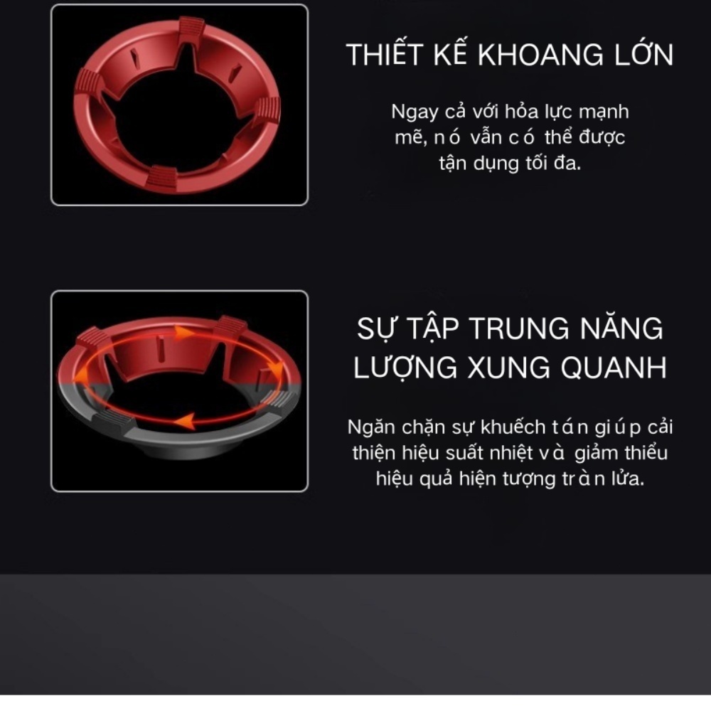 Kiềng gang cao cấp chắn gió tụ lửa, tiết kiệm gas đa năng cho bếp ga dương mặt kính