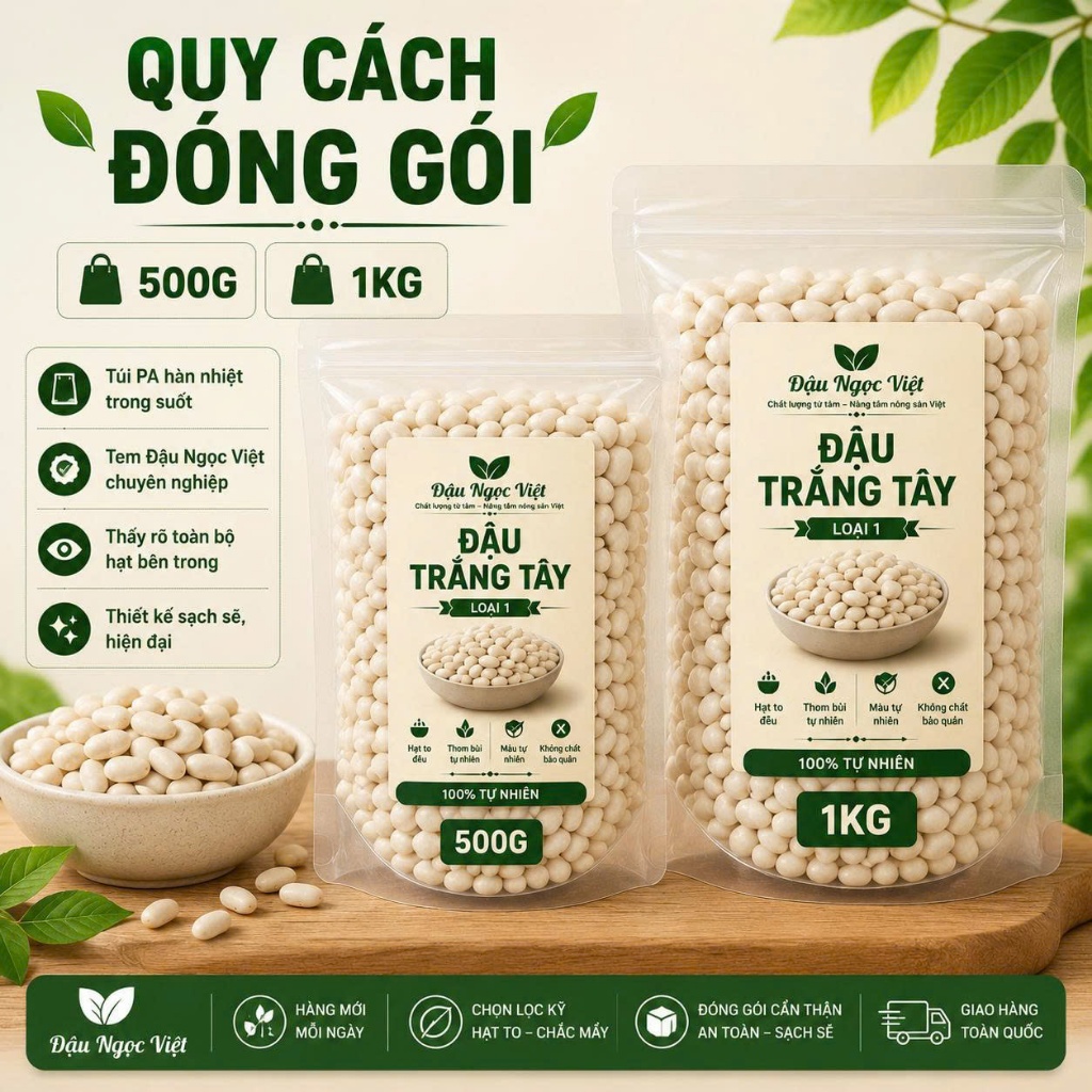 Đậu Trắng Tây Loại 1 Hạt To Đều Thơm Bùi Nấu Chè Hầm Xương Nấu Súp Làm Bánh Đậu Ngọc Việt