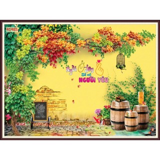 Tranh decor quán cafe 3D TS Decor, tranh trang trí quán cà phê trà sữa, trang trí cửa hàng hiện đại