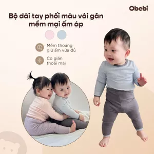 Bộ Mặc Nhà Thu Đông Obebi Vải Gân Phối Màu Cho Bé Trai Bé Gái Từ 8 - 22kg BMN252