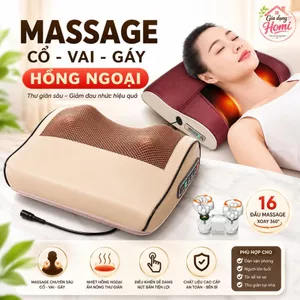 Gối Massage Cổ Vai Gáy Hỗ Trợ Giảm Đau Mỏi Vai Gáy - Máy Massage Hồng Ngoại 20 Bi Cao Cấp