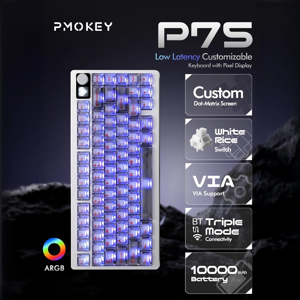 [CHÍNH HÃNG] Bàn phím cơ PMO P75 - Layout 75%, Có Núm Xoay, Màn hình Dot-Matrix - UNI OFFICAL STORE | BigBuy360 - bigbuy360.vn
