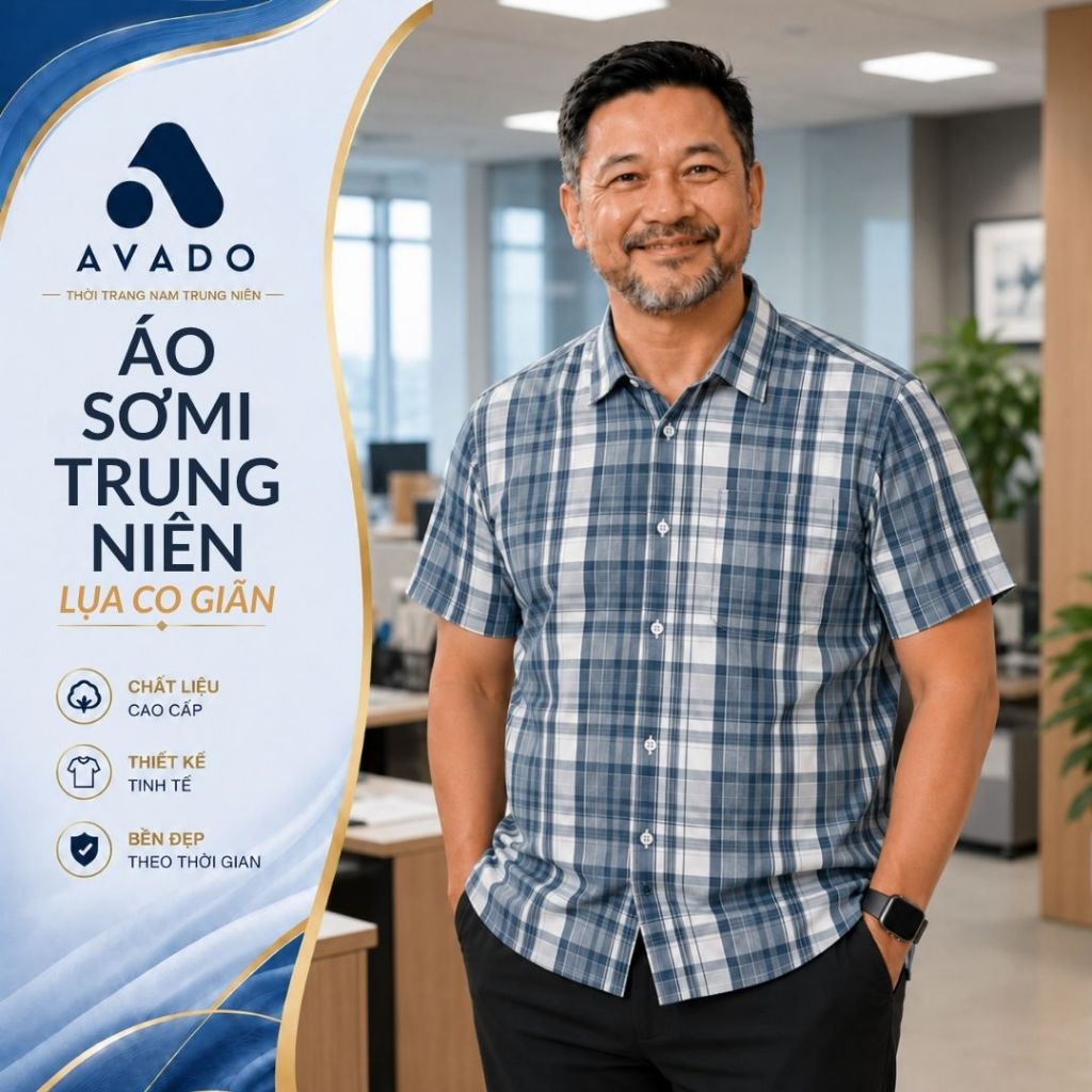 Áo Sơ Mi Nam Trung Niên Vải Kate Mát Mẻ KHÔNG NHĂN Form Rộng Thoải Mái ATK35