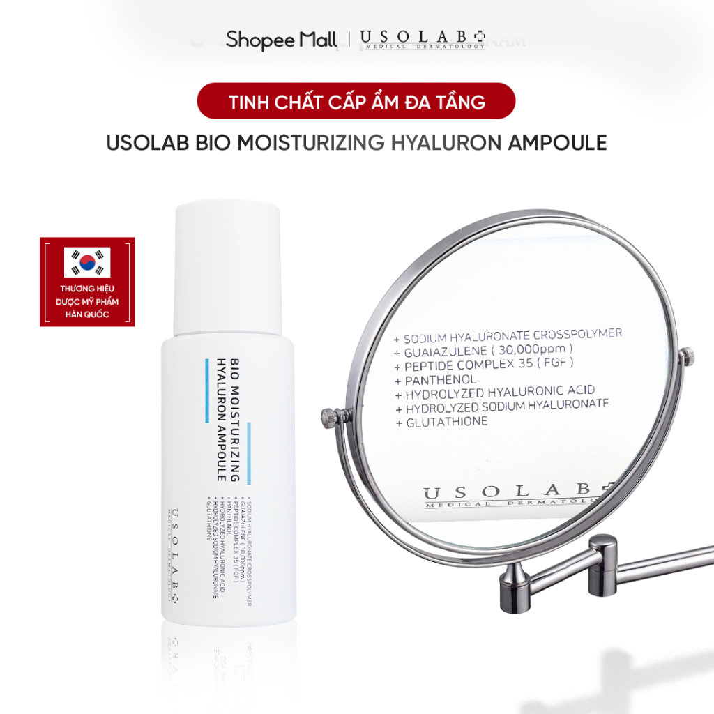 Serum HA USOLAB - Bio Moisturizing Hyaluron Ampoule - Tinh chất căng bóng HA thủy phân 50ml