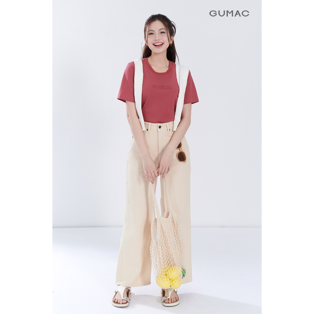Quần Jeans Nữ Ống Suông GUMAC Cơ Bản Chất Denim Thoải Mái Trẻ Trung Dễ Phối Đồ LQJG06096