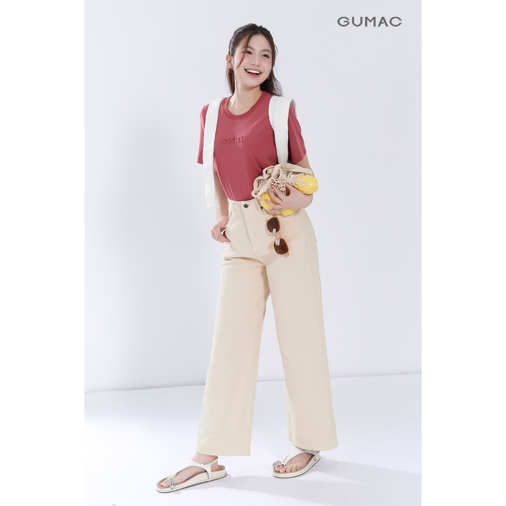 Quần Jeans Nữ Ống Suông GUMAC Cơ Bản Chất Denim Thoải Mái Trẻ Trung Dễ Phối Đồ LQJG06096