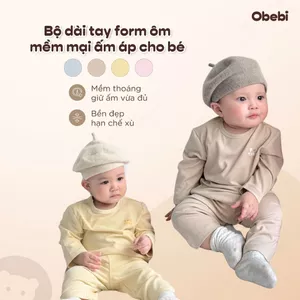Bộ Mặc Nhà Thu Đông Obebi Viền Gấu Bo Cong Hình In Dễ Thương Cho Bé Trai Bé Gái BMN263