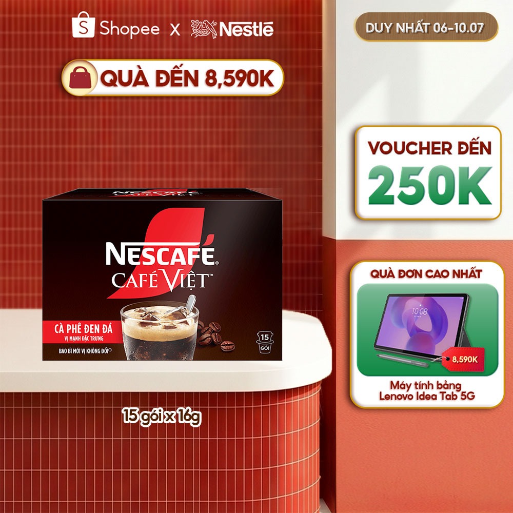 Hộp Cà phê Hòa tan NESCAFÉ CAFÉ VIỆT 15 gói Vị Mạnh đặc trưng
