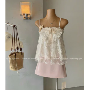 TRIANGLE - Little Lace Top - Áo hai dây ren style thanh lịch, dễ mặc, nữ tính dành cho mùa hè tone màu ren thuần và hoa