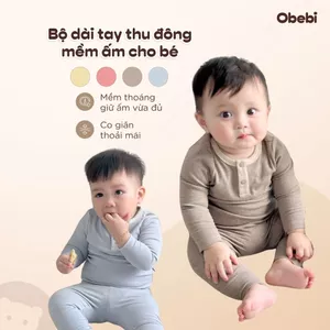 Bộ Mặc Nhà Thu Đông Cổ Trụ Phối Màu Obebi Cho Bé Trai Bé Gái Từ 6 - 22kg BMN267